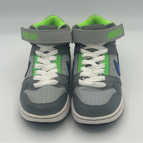 Nike SB Mogan Kids' Gray, Neon Green and Blue Mid Sneakers - Picture 3 of 8